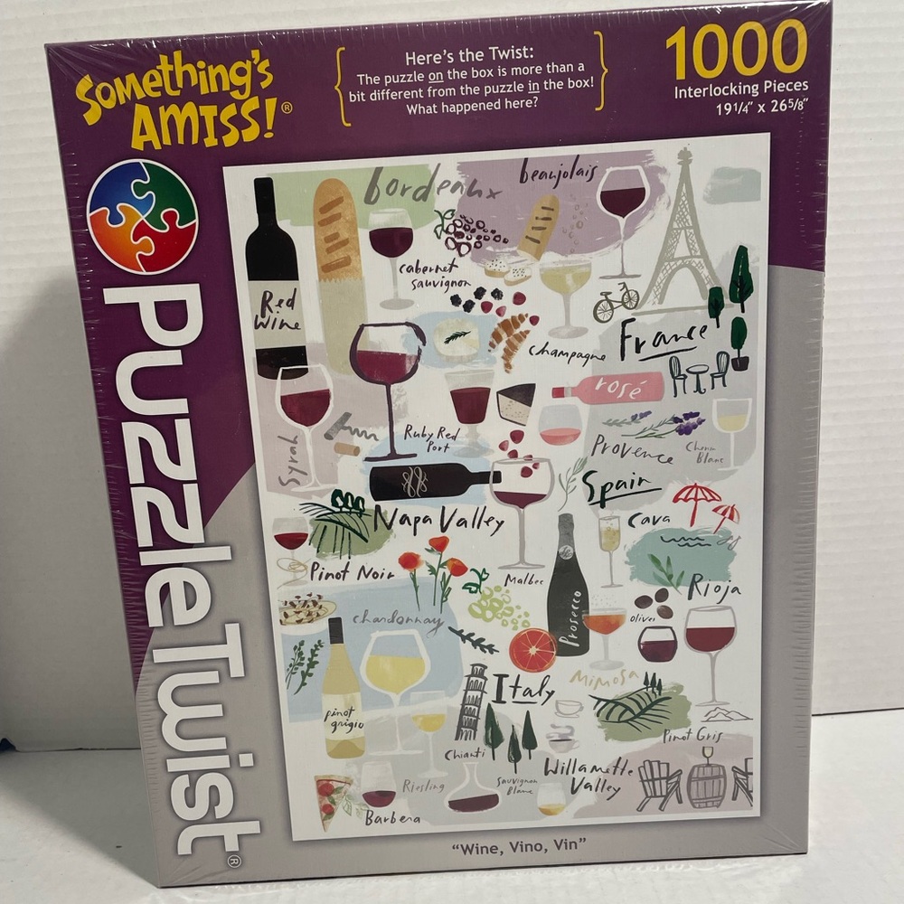Something's Amiss Puzzle Twist 1000 Piece Puzzle "Wine, Vino, Vin" NEW SEALED